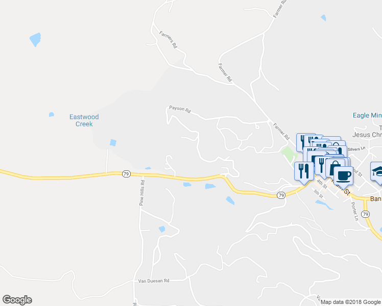map of restaurants, bars, coffee shops, grocery stores, and more near 2652 Payson Drive in Julian