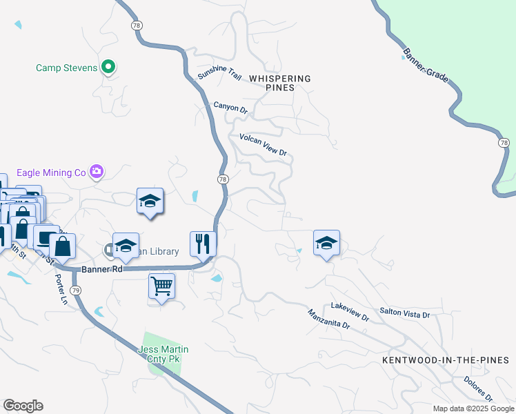 map of restaurants, bars, coffee shops, grocery stores, and more near 2286 Sunset Drive in Julian