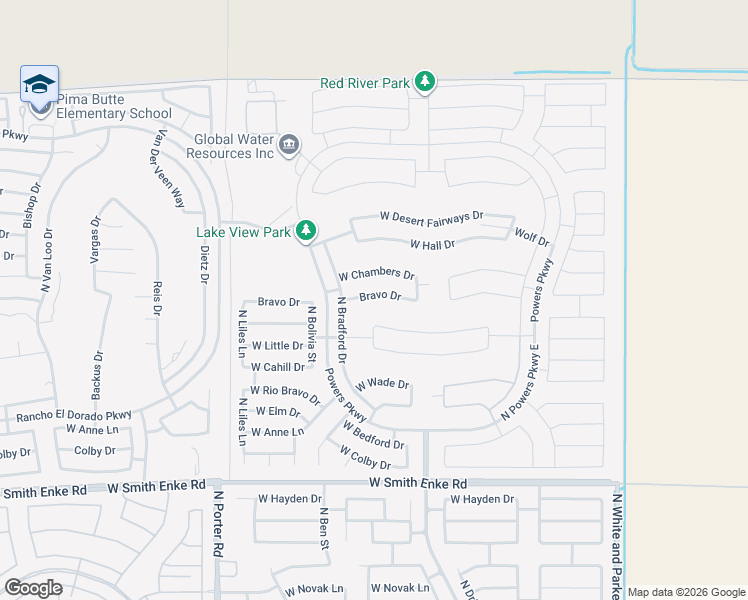 map of restaurants, bars, coffee shops, grocery stores, and more near 40873 West Bravo Drive in Maricopa