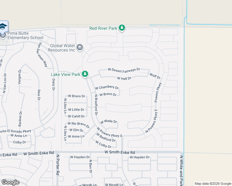 map of restaurants, bars, coffee shops, grocery stores, and more near 40715 West Bravo Drive in Maricopa