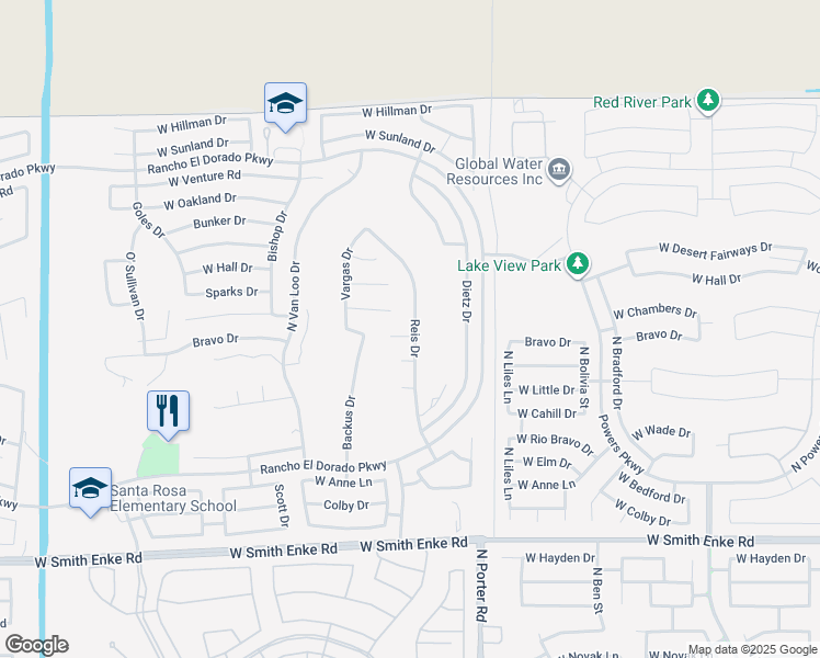 map of restaurants, bars, coffee shops, grocery stores, and more near 41740 Bravo Court in Maricopa