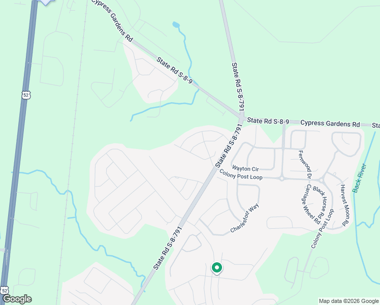 map of restaurants, bars, coffee shops, grocery stores, and more near War Admiral Lane in Moncks Corner