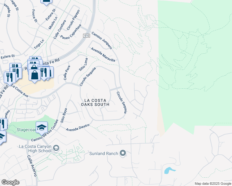 map of restaurants, bars, coffee shops, grocery stores, and more near 7515 Circulo Sequoia in Carlsbad