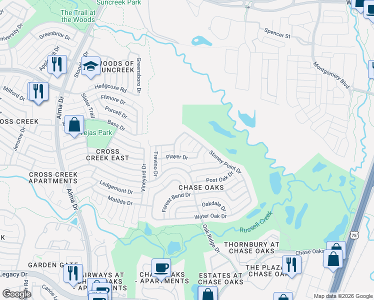 map of restaurants, bars, coffee shops, grocery stores, and more near 600 Nelson Court in Plano