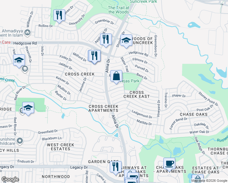 map of restaurants, bars, coffee shops, grocery stores, and more near 1017 Gannon Drive in Plano