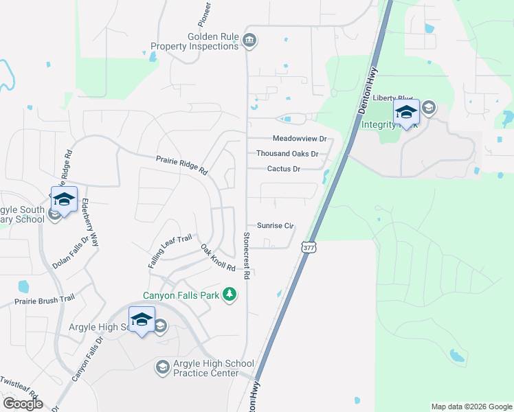map of restaurants, bars, coffee shops, grocery stores, and more near 6605 Oak Ridge Lane in Argyle