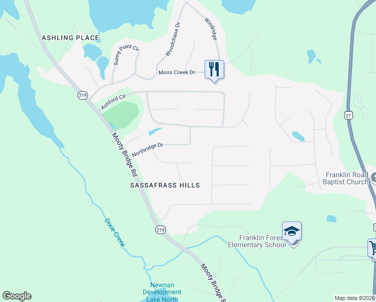 map of restaurants, bars, coffee shops, grocery stores, and more near 210 Northridge Drive in LaGrange