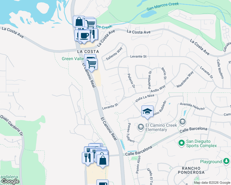 map of restaurants, bars, coffee shops, grocery stores, and more near 2011 Cima Court in Carlsbad