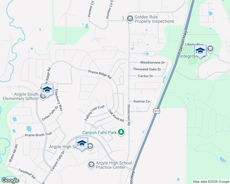 map of restaurants, bars, coffee shops, grocery stores, and more near 10840 Prairie Ridge Road in Argyle