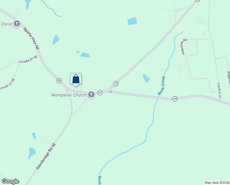 map of restaurants, bars, coffee shops, grocery stores, and more near 100 Sparta Highway Northeast in Milledgeville