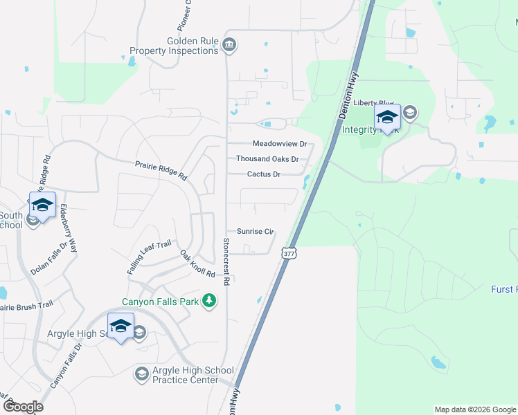 map of restaurants, bars, coffee shops, grocery stores, and more near 6645 Oak Ridge Lane in Argyle