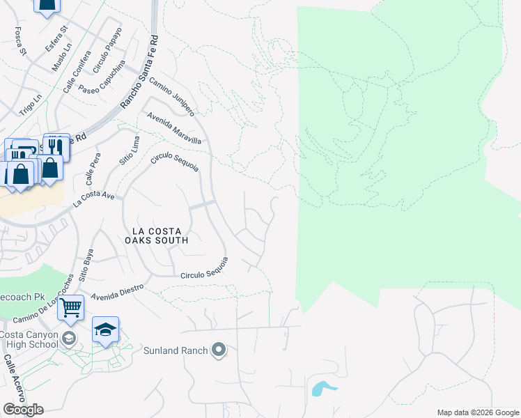 map of restaurants, bars, coffee shops, grocery stores, and more near 7514 Camino Minero in Carlsbad