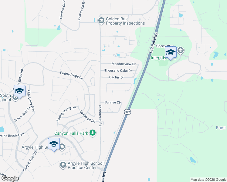 map of restaurants, bars, coffee shops, grocery stores, and more near 6645 Oak Ridge Lane in Argyle