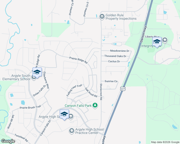 map of restaurants, bars, coffee shops, grocery stores, and more near 10840 Prairie Ridge Road in Argyle