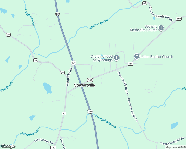 map of restaurants, bars, coffee shops, grocery stores, and more near 337 County Road 150 in Sylacauga