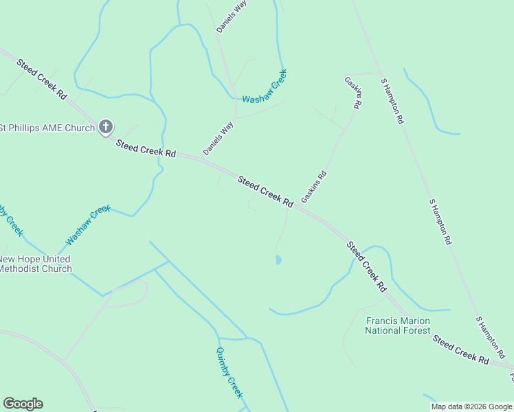 map of restaurants, bars, coffee shops, grocery stores, and more near 123 Quails Nest Lane in Huger