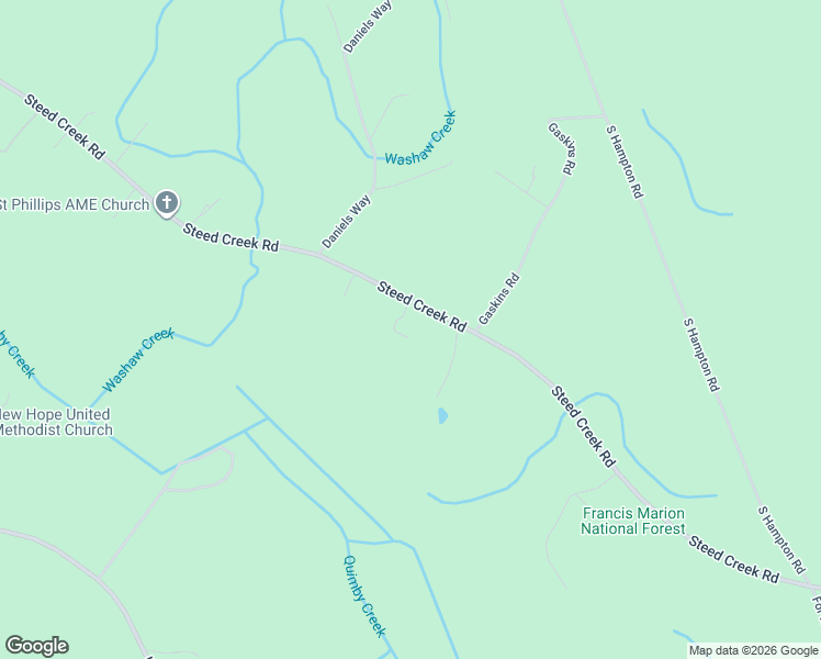 map of restaurants, bars, coffee shops, grocery stores, and more near 123 Quails Nest Lane in Huger