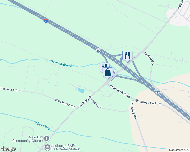 map of restaurants, bars, coffee shops, grocery stores, and more near 775-791 Jedburg Road in Summerville