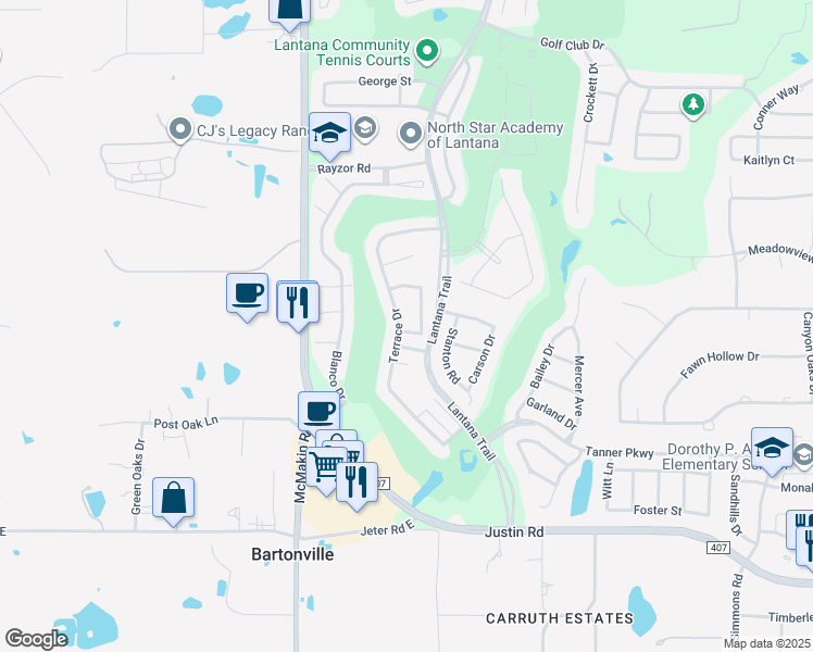 map of restaurants, bars, coffee shops, grocery stores, and more near 9439 Crane Street in Lantana
