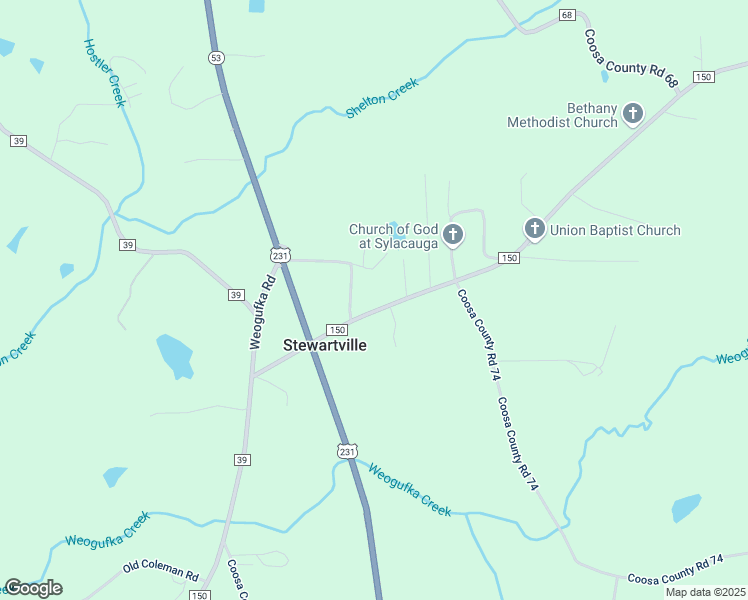 map of restaurants, bars, coffee shops, grocery stores, and more near 337 County Road 150 in Sylacauga