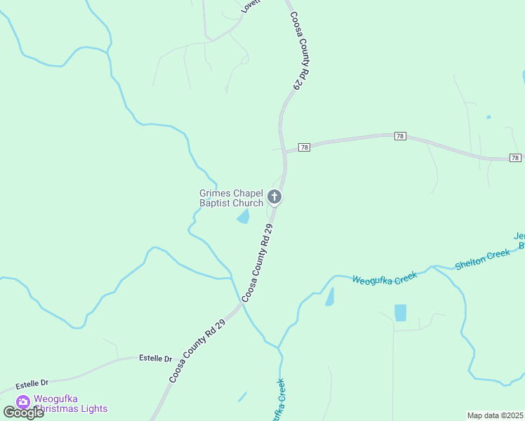 map of restaurants, bars, coffee shops, grocery stores, and more near 25215 Coosa County Road 29 in Sylacauga