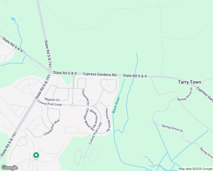 map of restaurants, bars, coffee shops, grocery stores, and more near 107 Orleans Court in Moncks Corner