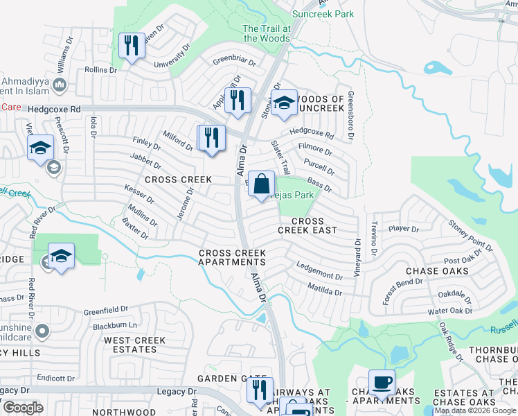 map of restaurants, bars, coffee shops, grocery stores, and more near 1017 Gannon Drive in Plano