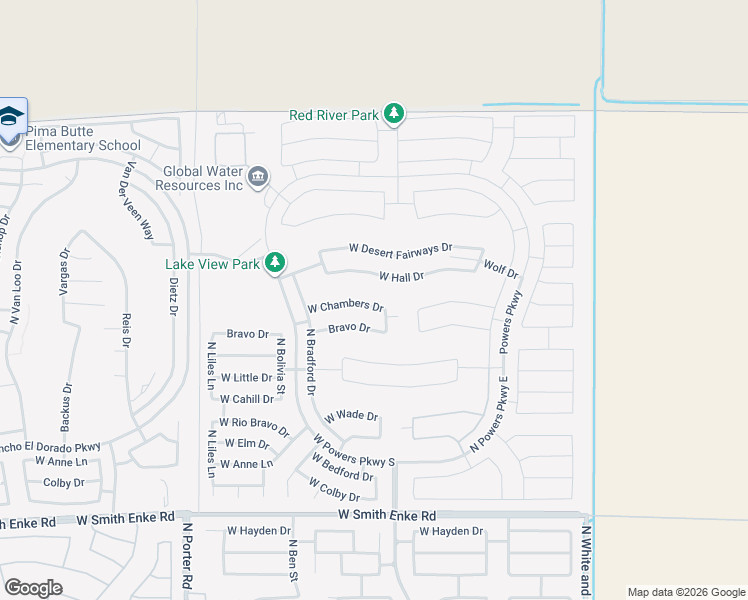 map of restaurants, bars, coffee shops, grocery stores, and more near 40708 West Chambers Drive in Maricopa