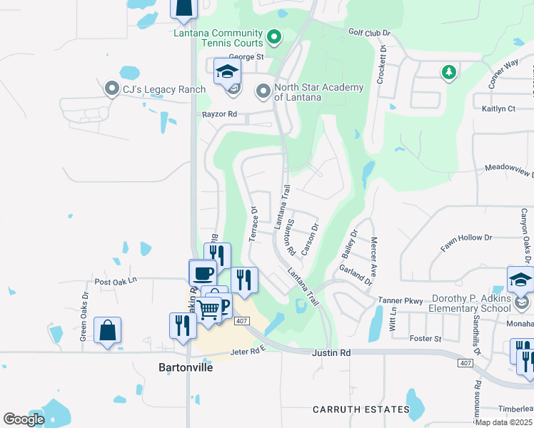 map of restaurants, bars, coffee shops, grocery stores, and more near 9439 Crane Street in Lantana