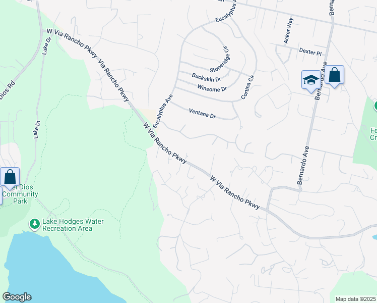 map of restaurants, bars, coffee shops, grocery stores, and more near 1556 Via Rancho Parkway in Escondido