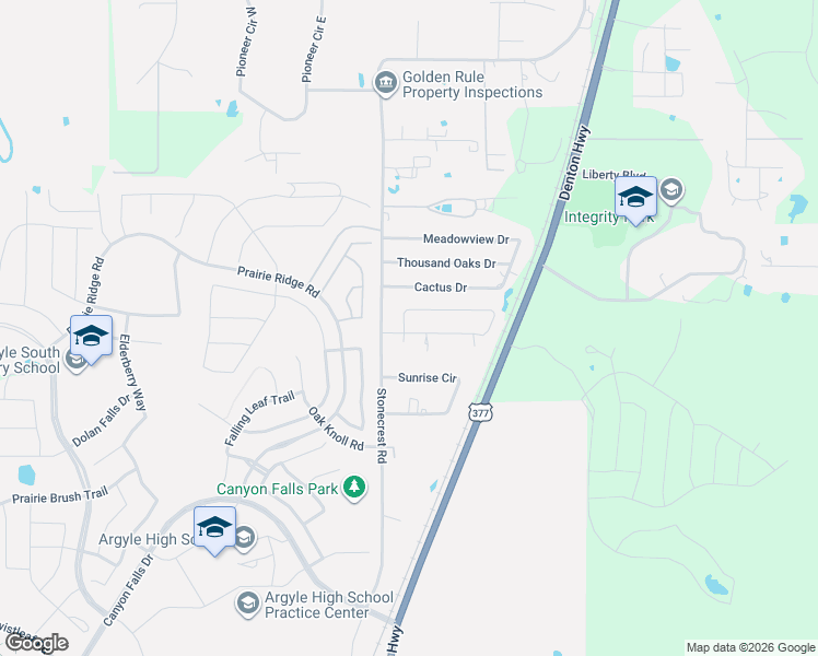 map of restaurants, bars, coffee shops, grocery stores, and more near 6605 Oak Ridge Lane in Argyle