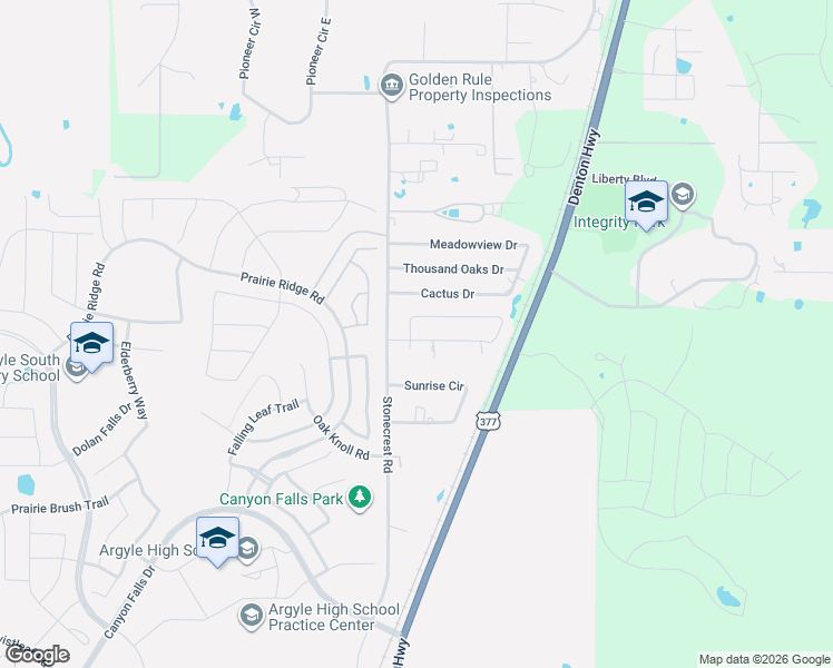 map of restaurants, bars, coffee shops, grocery stores, and more near 6605 Oak Ridge Lane in Argyle