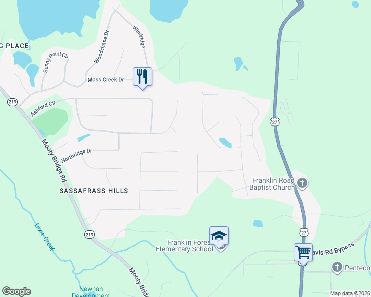 map of restaurants, bars, coffee shops, grocery stores, and more near 133 Lismore Drive in LaGrange