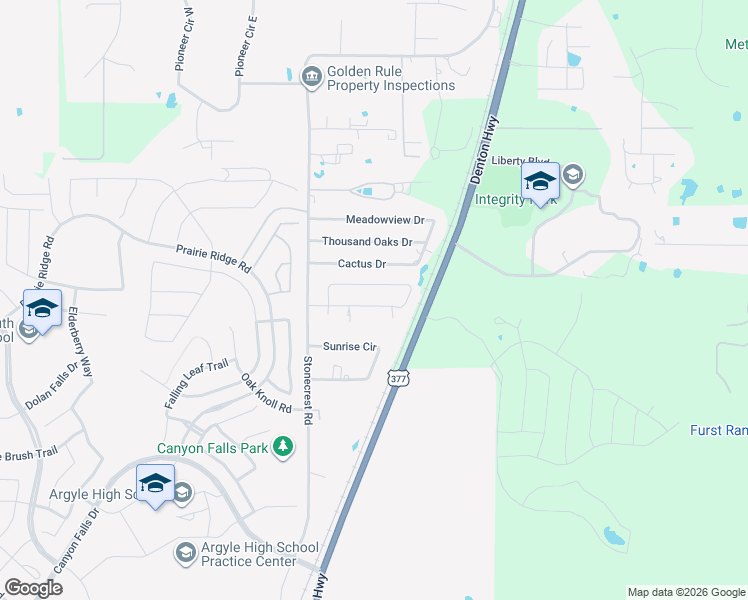 map of restaurants, bars, coffee shops, grocery stores, and more near 6645 Oak Ridge Lane in Argyle