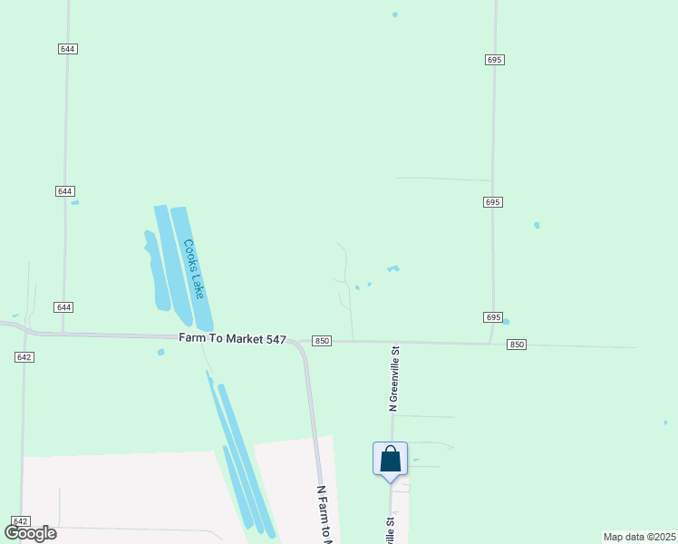 map of restaurants, bars, coffee shops, grocery stores, and more near 21639 County Road 850 in Farmersville