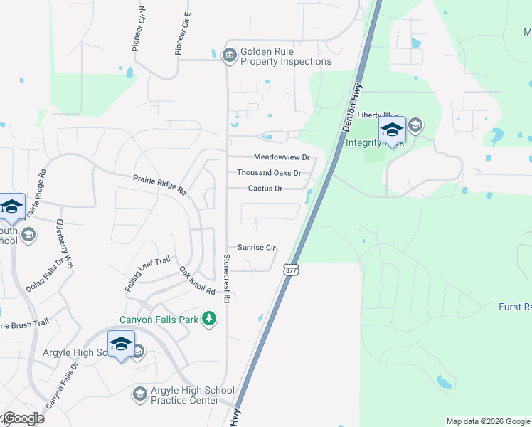 map of restaurants, bars, coffee shops, grocery stores, and more near 6645 Oak Ridge Lane in Argyle