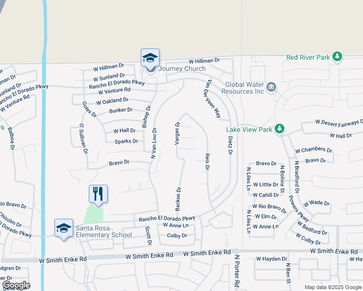 map of restaurants, bars, coffee shops, grocery stores, and more near 41956 Chambers Court in Maricopa