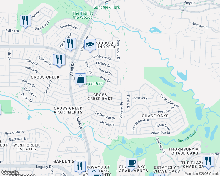 map of restaurants, bars, coffee shops, grocery stores, and more near 901 Shannon Drive in Plano