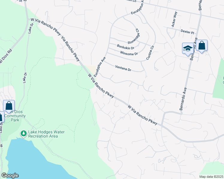 map of restaurants, bars, coffee shops, grocery stores, and more near 1556 Via Rancho Parkway in Escondido