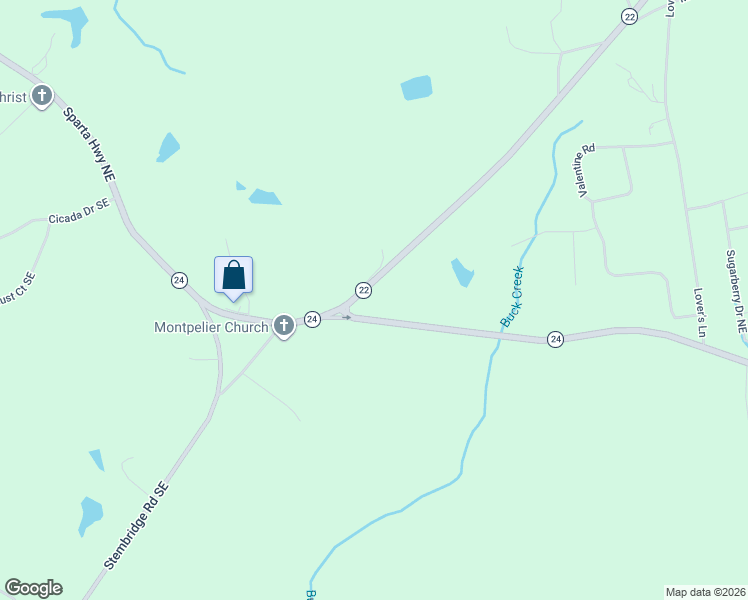 map of restaurants, bars, coffee shops, grocery stores, and more near 100 Sparta Highway Northeast in Milledgeville