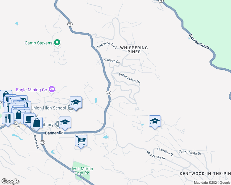 map of restaurants, bars, coffee shops, grocery stores, and more near 2207 Sleepy Hollow in Julian