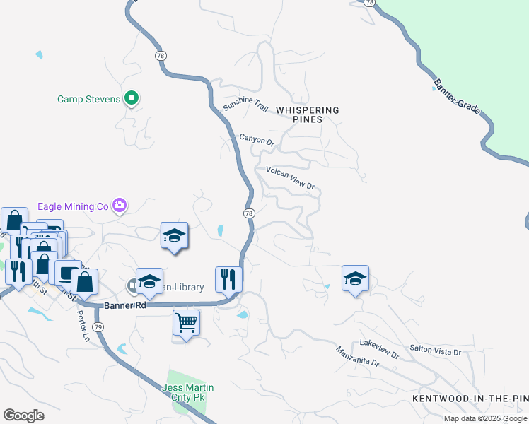 map of restaurants, bars, coffee shops, grocery stores, and more near 2207 Sleepy Hollow in Julian