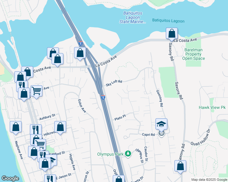 map of restaurants, bars, coffee shops, grocery stores, and more near 1749 Noma Lane in Encinitas