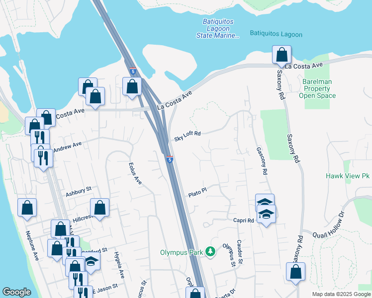 map of restaurants, bars, coffee shops, grocery stores, and more near 1749 Noma Lane in Encinitas