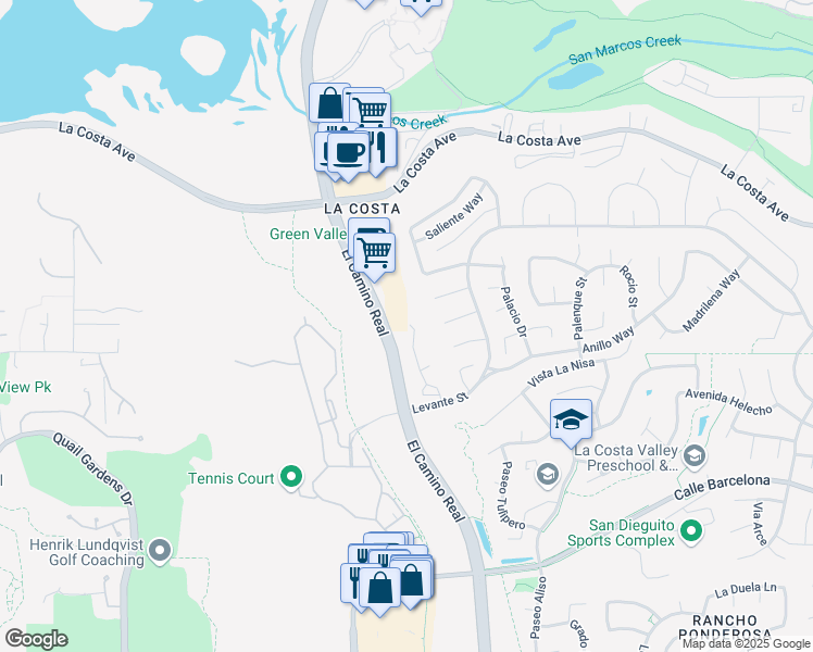 map of restaurants, bars, coffee shops, grocery stores, and more near 7737 Caminito Monarca in Carlsbad