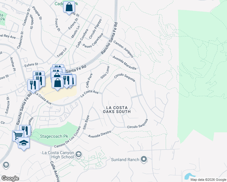 map of restaurants, bars, coffee shops, grocery stores, and more near 3524 Corte DELFINIO in Carlsbad