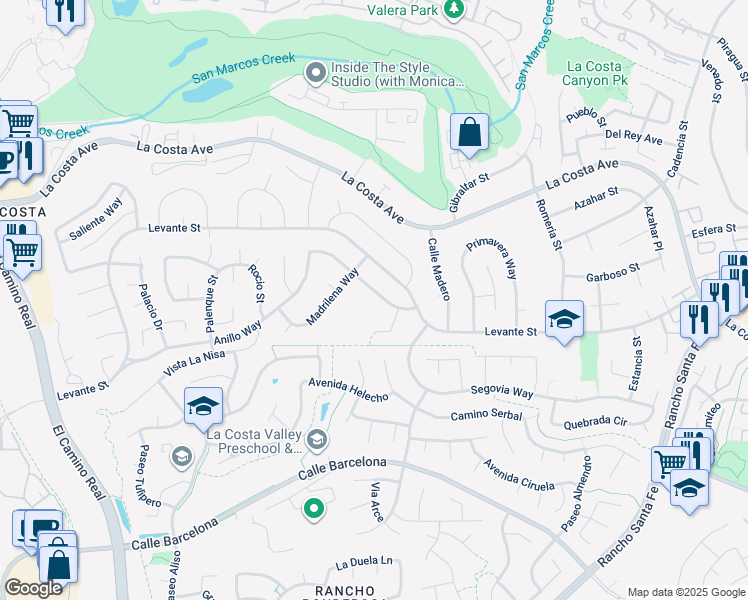 map of restaurants, bars, coffee shops, grocery stores, and more near 2745 La Gran Via in Carlsbad