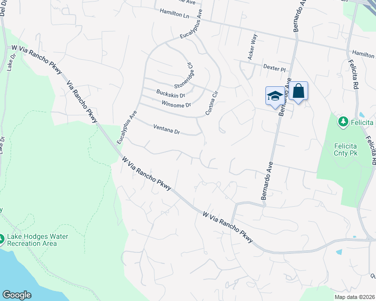 map of restaurants, bars, coffee shops, grocery stores, and more near 1474 Andorre Glen in Escondido