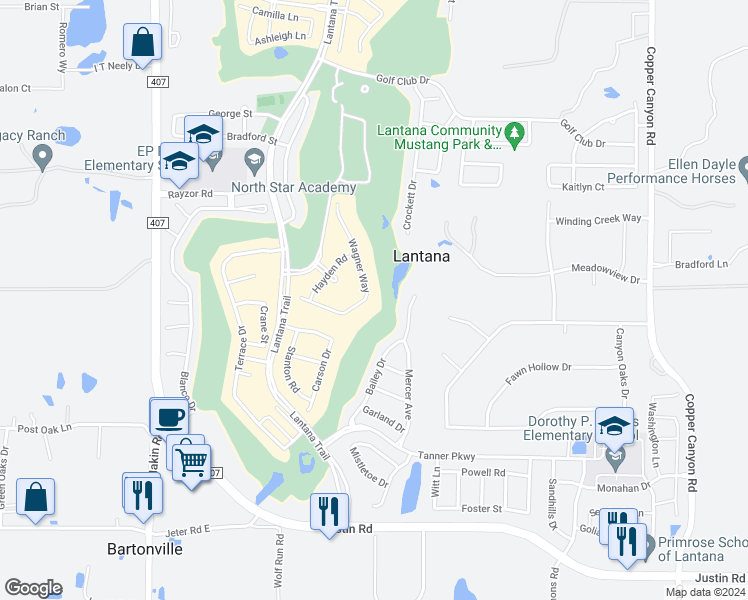 map of restaurants, bars, coffee shops, grocery stores, and more near 850 Wagner Way in Lantana