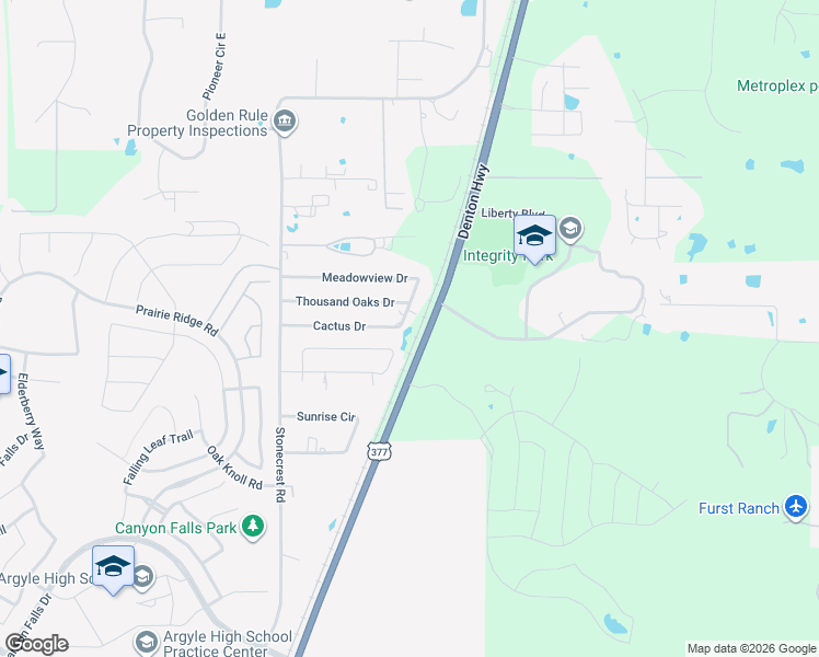 map of restaurants, bars, coffee shops, grocery stores, and more near 4375 Meadowview Drive in Argyle